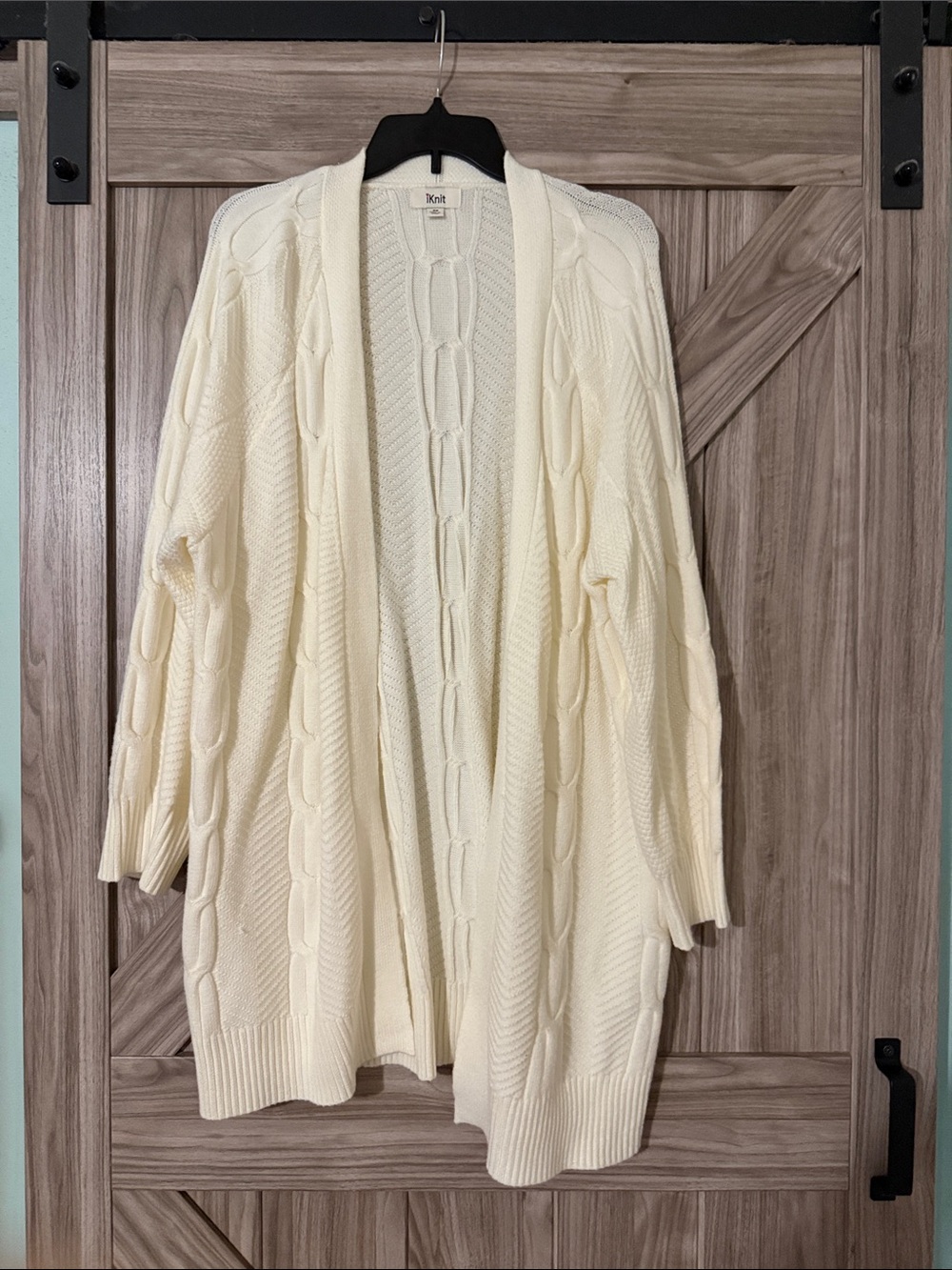 Open-Front Cable Cardigan Sweater in Cream by